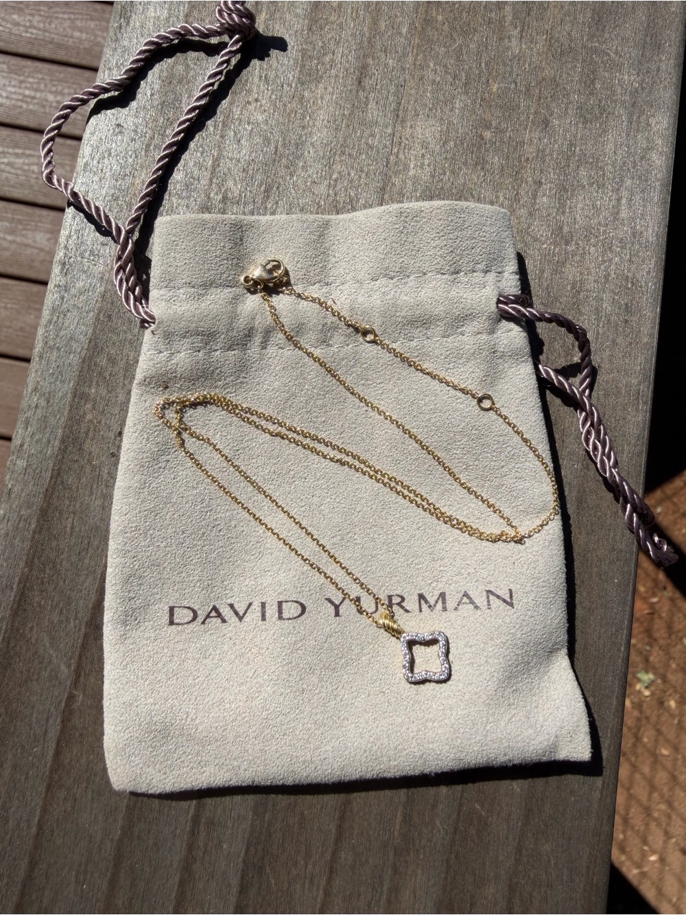 David Yurman 18kt CABLE COLLECTIBLES QUATREFOIL DIAMOND NECKLACE